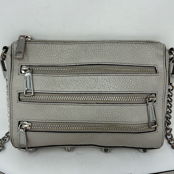Rebecca Minkoff Fivezip Five Zip Gray Pebbled Leather Crossbody - Picture 3 of 13